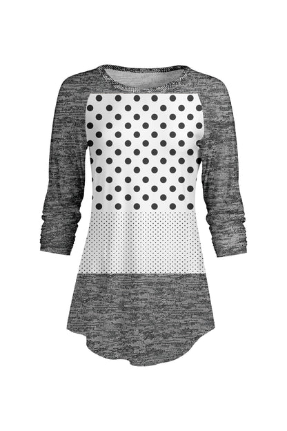 Bold Contrast Raglan Sleeve Tunic-Beige Multi Floral
