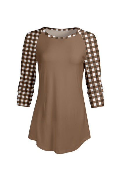 Bold Contrast Raglan Sleeve Tunic-Beige Floral