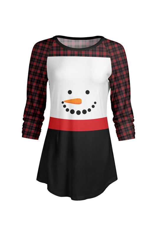 Bold Contrast Raglan Sleeve Tunic-Red White Black
