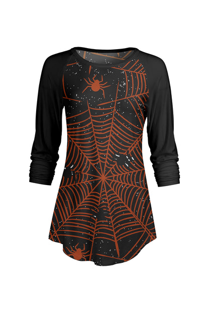 Bold Contrast Raglan Sleeve Tunic-Beige Multi Floral