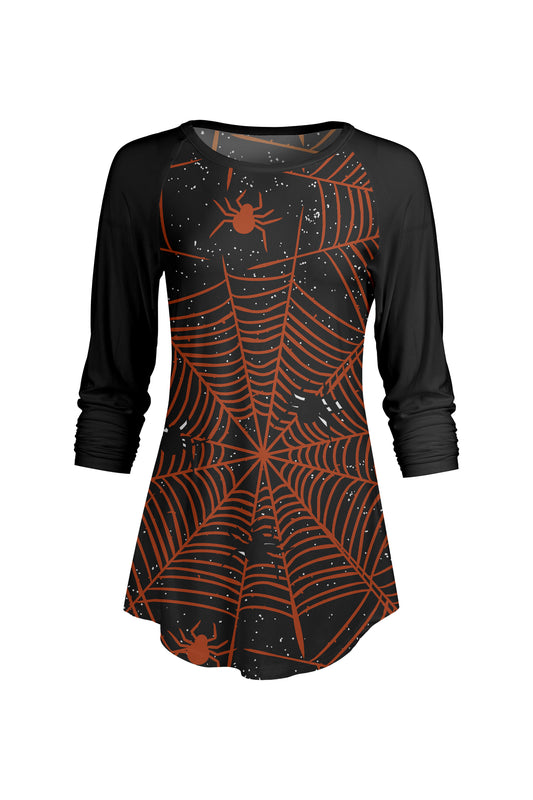 Bold Contrast Raglan Sleeve Tunic-Black Rust