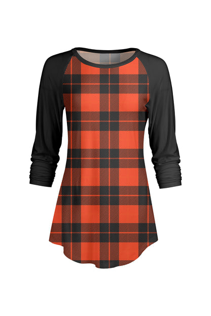 Bold Contrast Raglan Sleeve Tunic-Black Burgendy