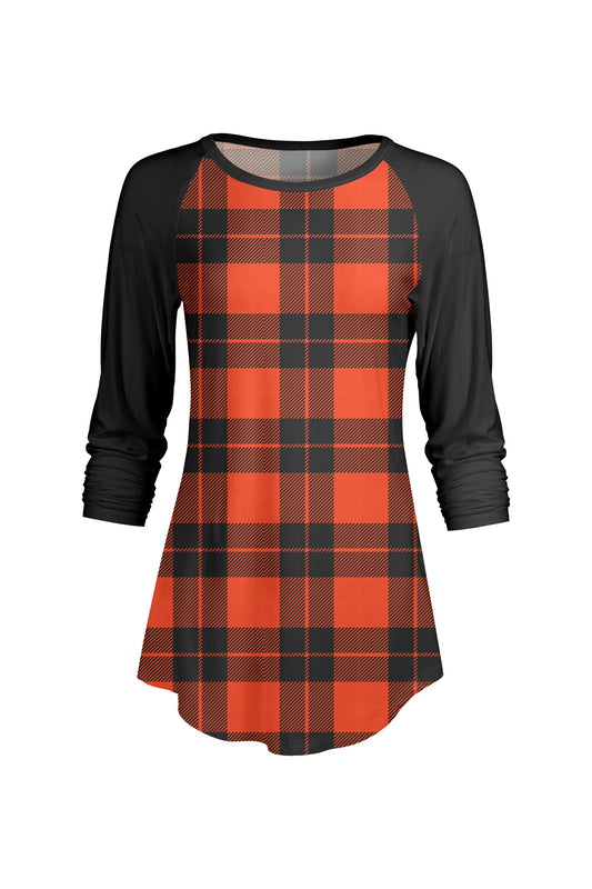 Bold Contrast Raglan Sleeve Tunic-Black Orange