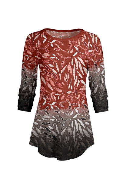 Bold Contrast Raglan Sleeve Tunic-Black Burgendy
