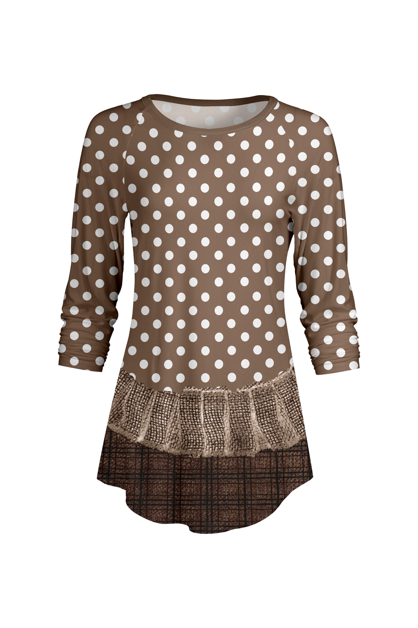 Bold Contrast Raglan Sleeve Tunic-Black Burgendy