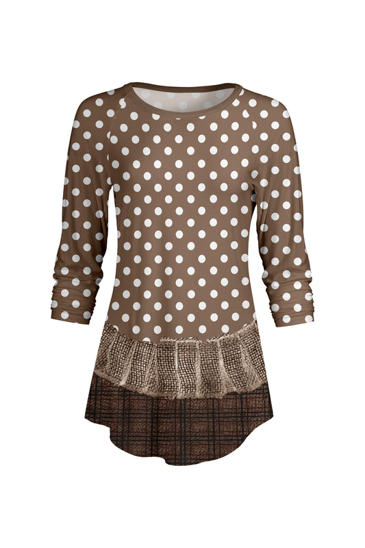 Bold Contrast Raglan Sleeve Tunic-Brown White
