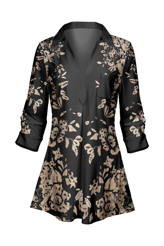 Classic Contrast Tunic-Black Gold