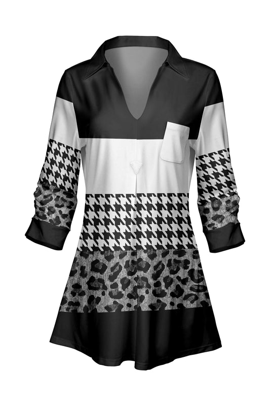 Classic Contrast Tunic-Black White