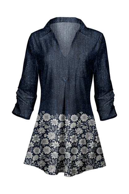 Classic Contrast Tunic-Brown Animal Dots