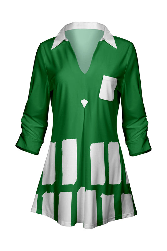 Classic Contrast Tunic-Green White