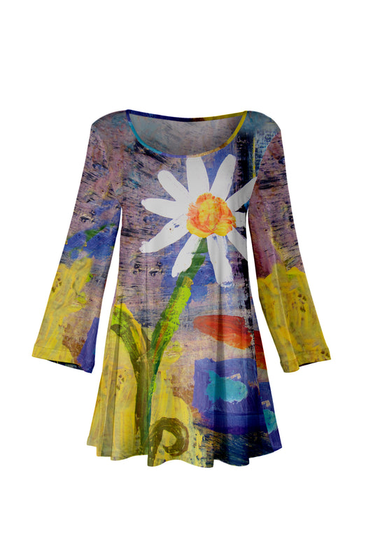 Bold Print Tunic-Yellow White Multi