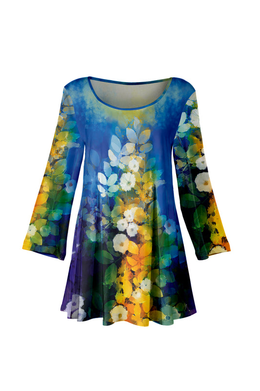 Bold Print Tunic-Blue Yellow