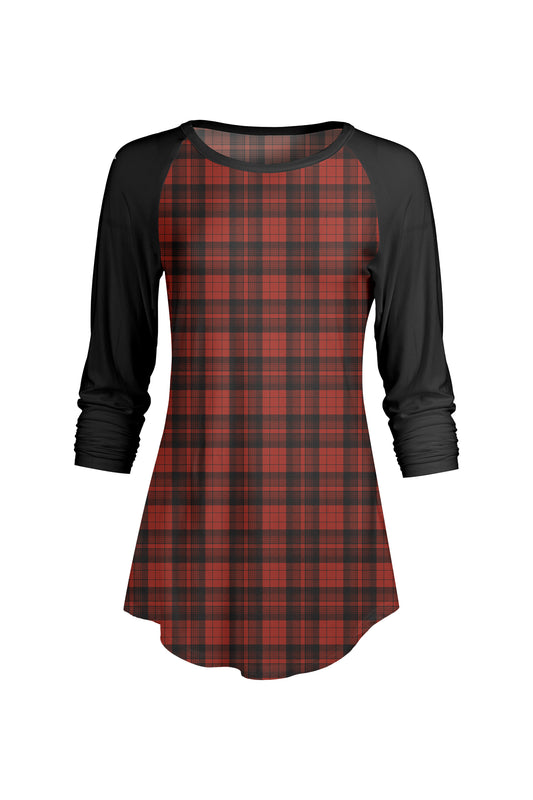 Bold Contrast Raglan Sleeve Tunic-Black Red