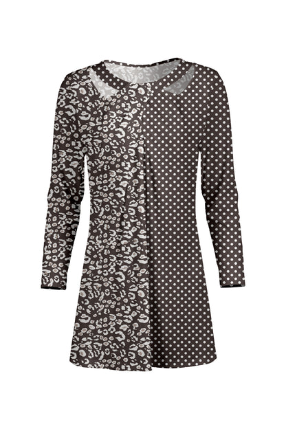 Front Twist Patched Tunic-Black Pink