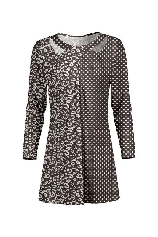 Front Twist Patched Tunic-Animal Print