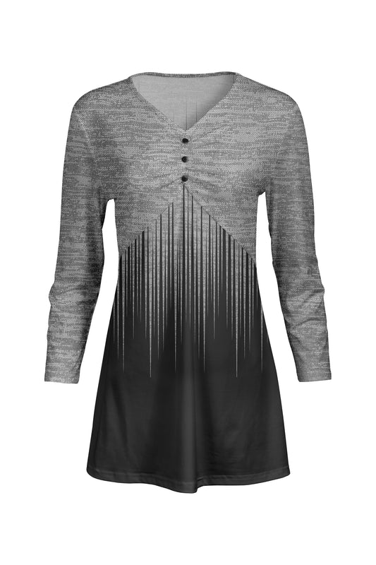 Classic Gathered Front Patched Tunic-Black Grey