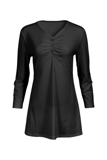 Classic Gathered Front Patched Tunic-Red Black