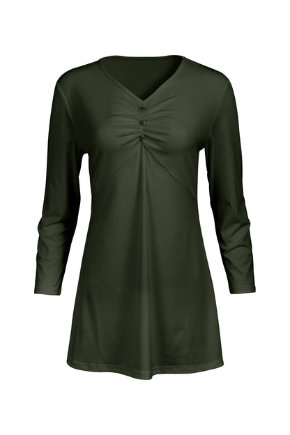 Classic Gathered Front Patched Tunic-Red Black