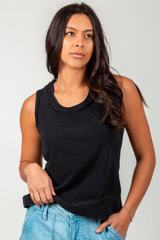 Mineral-Washed Ribbed Cotton Tank Top (SKU # RT240003)