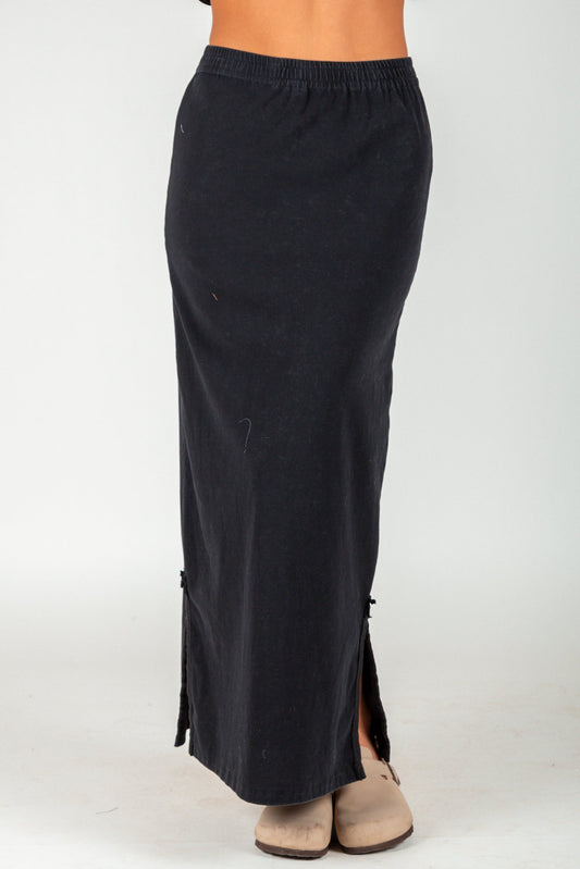 Mineral-Washed Ribbed Cotton Body Skirt (sku #S240002 )