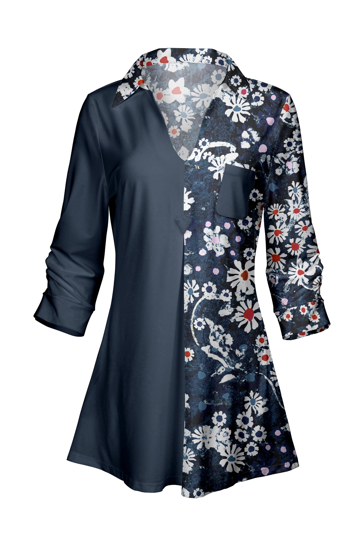 Classic Contrast Tunic-Brown Animal Dots