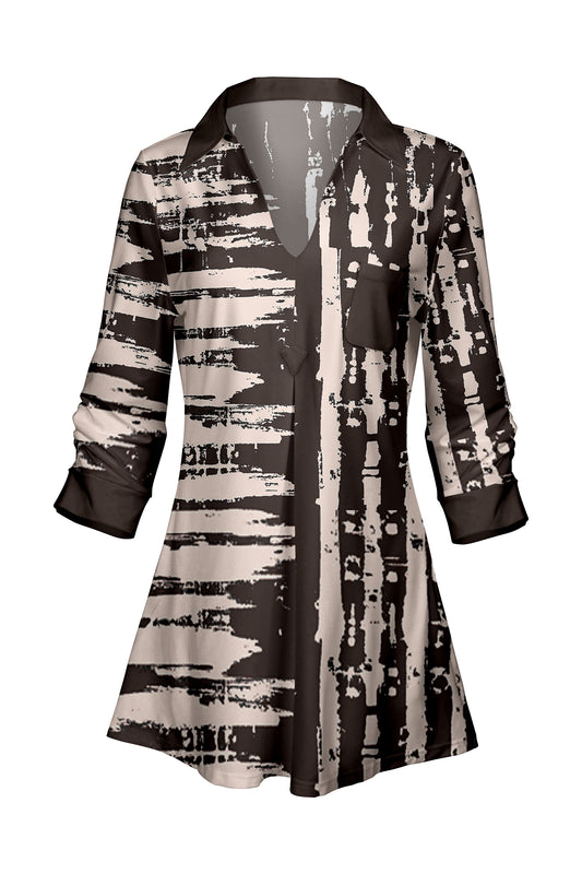 Classic Contrast Tunic-Brown Beige