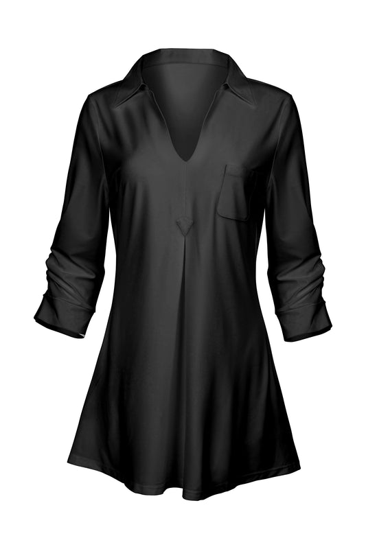 Classic Contrast Tunic-Black