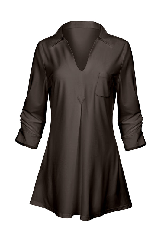 Classic Contrast Tunic-Brown