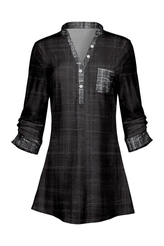 Classic Contrast Tunic-Black Multi