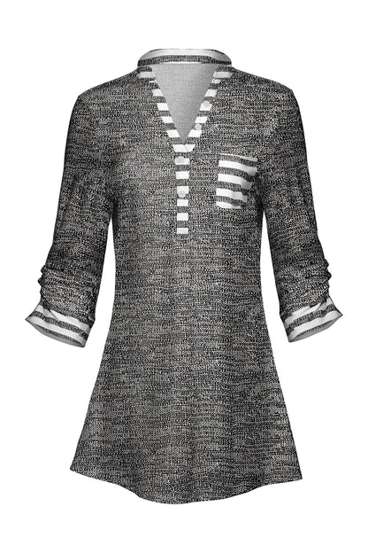 Classic V-Collar Patched Tunic-Olive