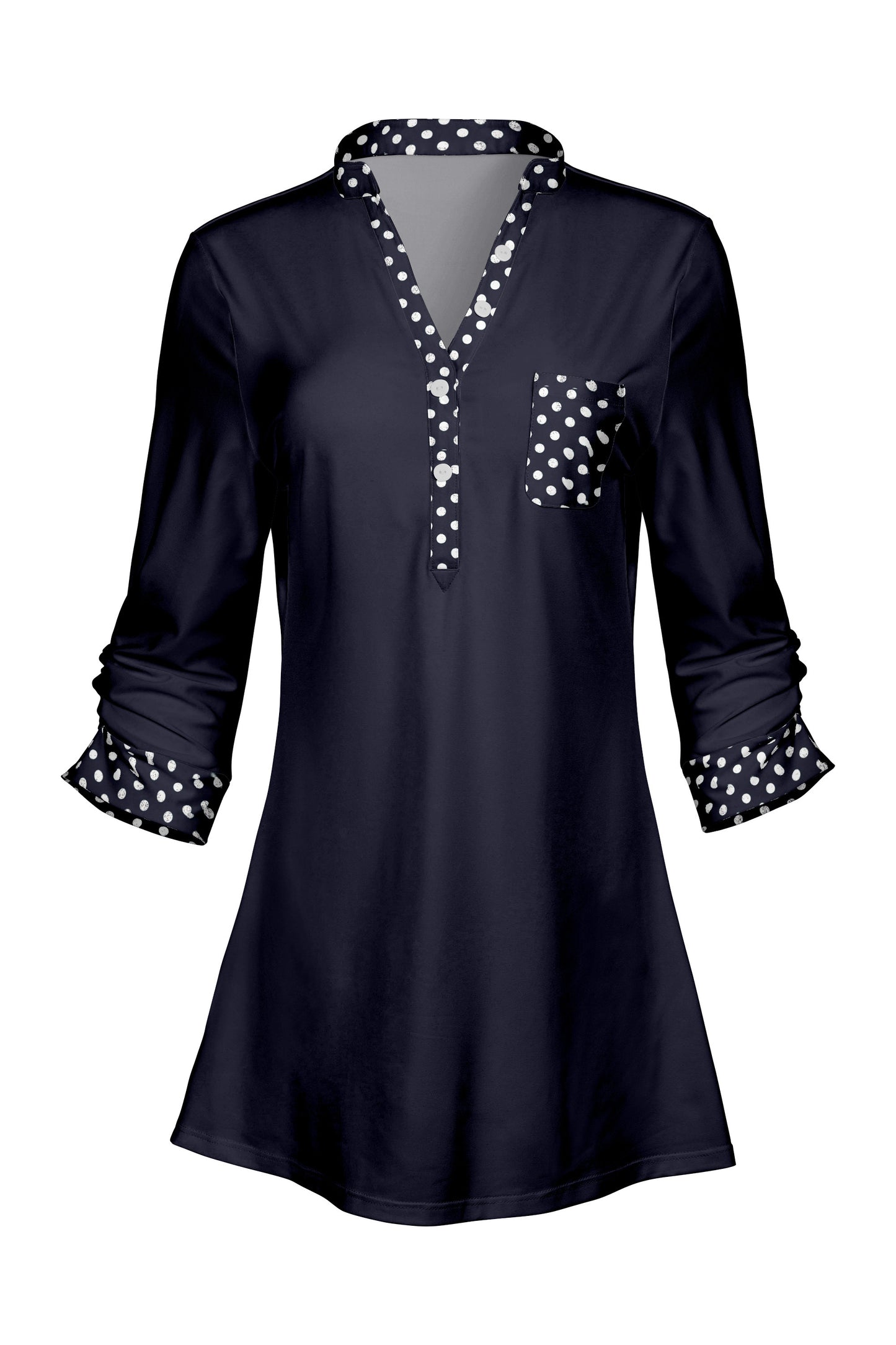 Classic V-Collar Patched Tunic-Black Gold Vintage