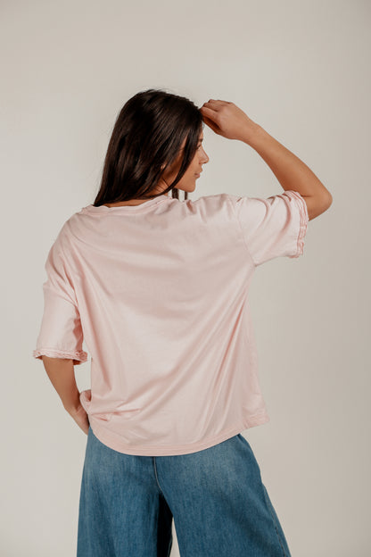 Blossom Charm Tee (T2400014 Pink  With Embroidery)