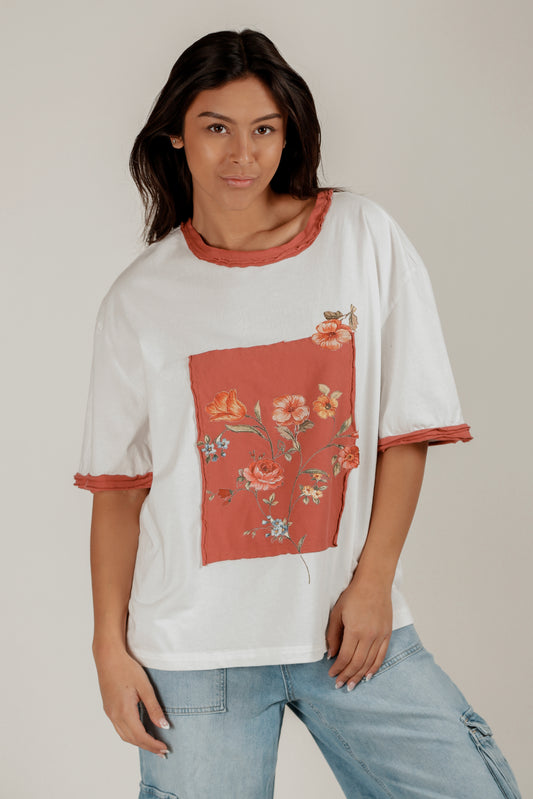 Burgundy Blossom Tee (Wholesale)(t2400014)