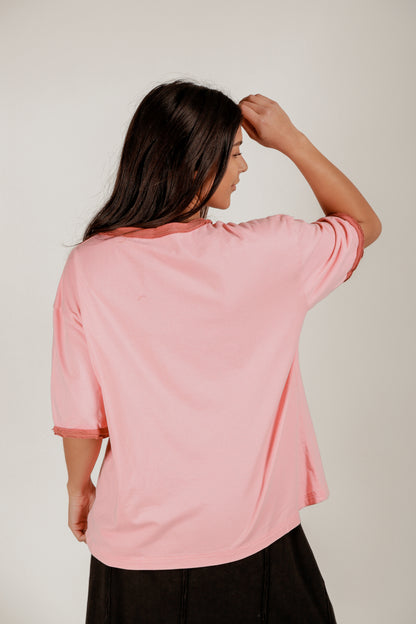 Blossom Charm Tee (T2400014 Pink  With Embroidery)