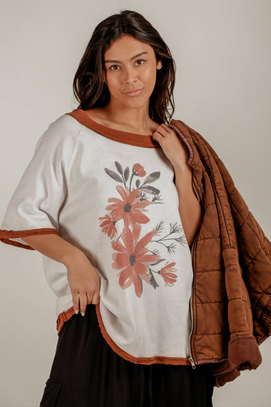 Crimson Bloom Raglan Tee (Wholesale)(SKU# T2400015)