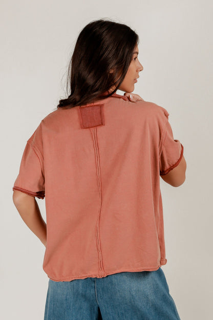 Ember Bloom Tee(T240002 Rust With Embroidery)
