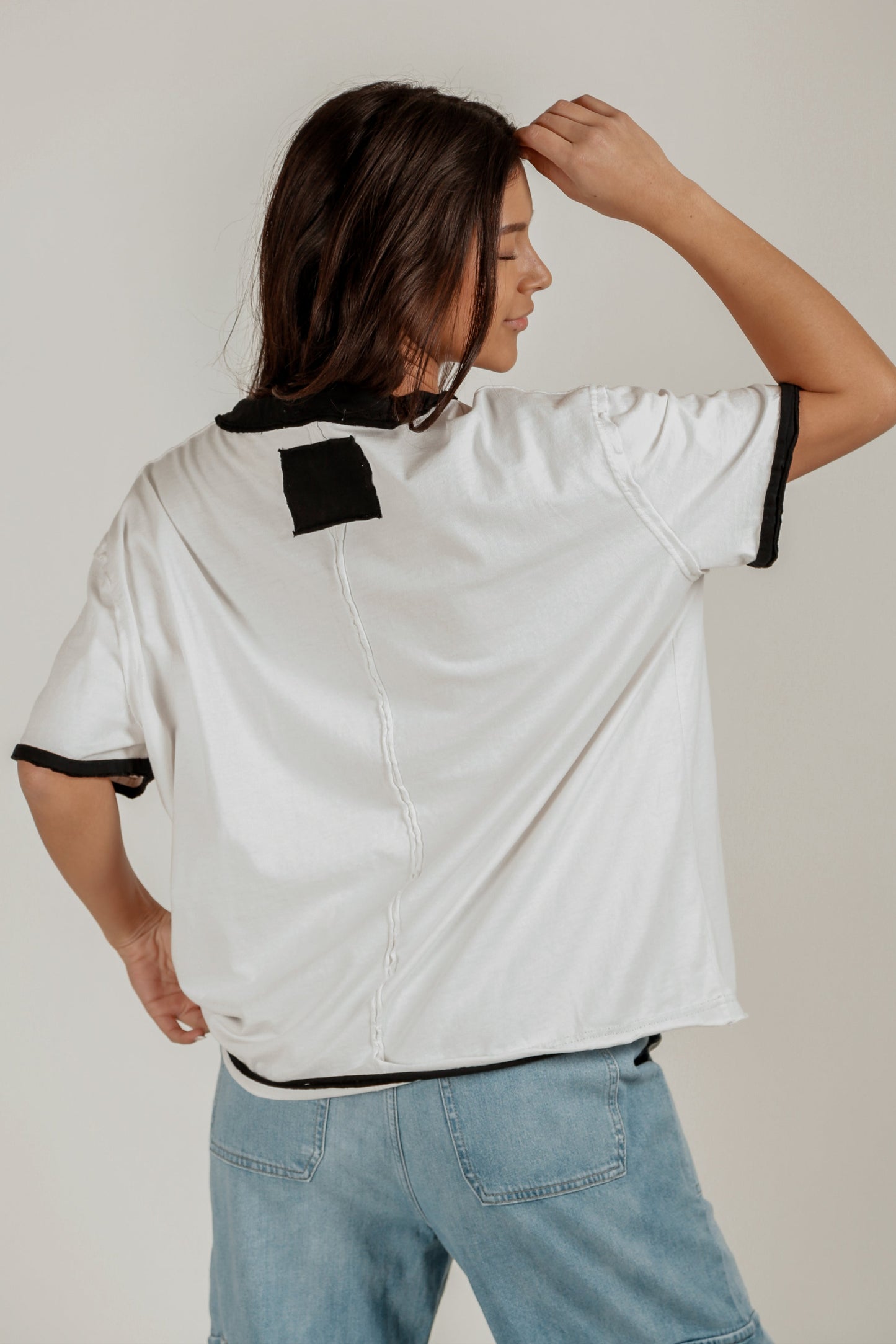 Monochrome Bloom Tee (SKU # T240002 WHITE WITH GLITTER)