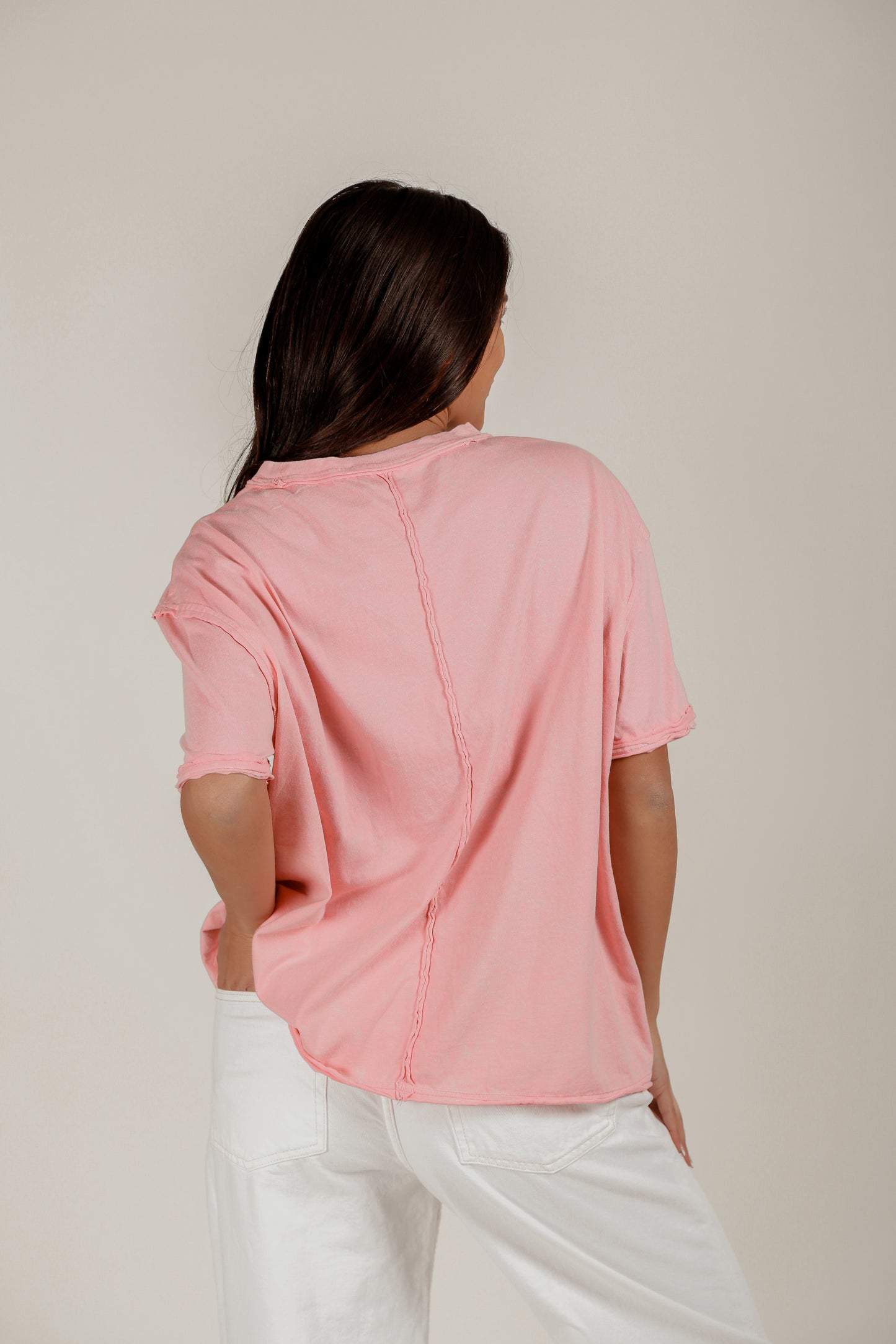 Vintage Rose Tee(T240002 Pink With Embroidery)
