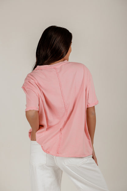 Vintage Rose Tee(T240002 Pink With Embroidery)