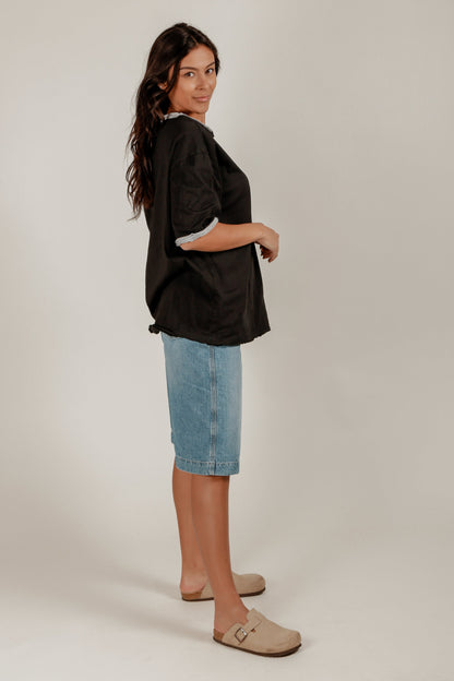 Eclipse Bloom Tee (T240004 BLACK WITH GLITTER ROSES)