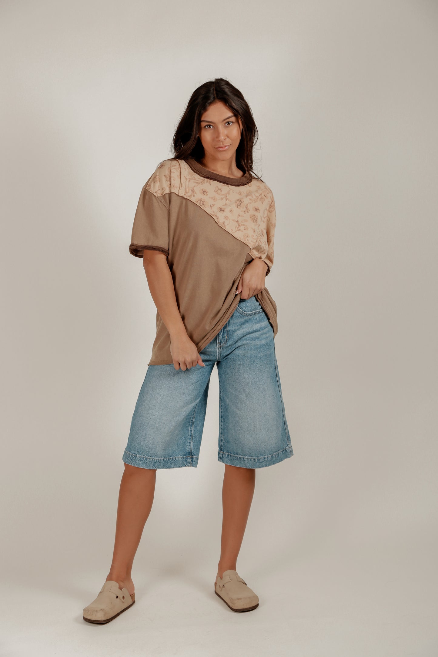 Earthsong Tee(T240004 brown patched )