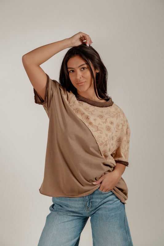 Earthsong Tee(T240004 brown patched )