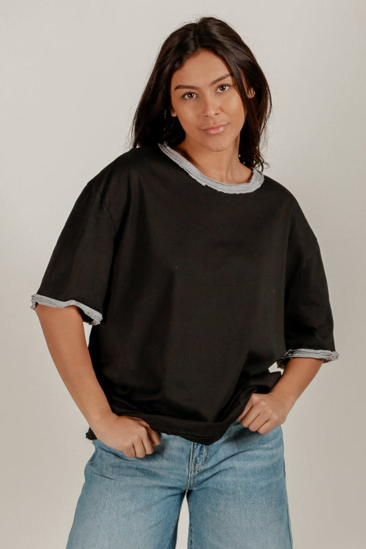 Slate Edge Tee (Wholesale)( SKU# T240004 BLACK GREY EDGE)