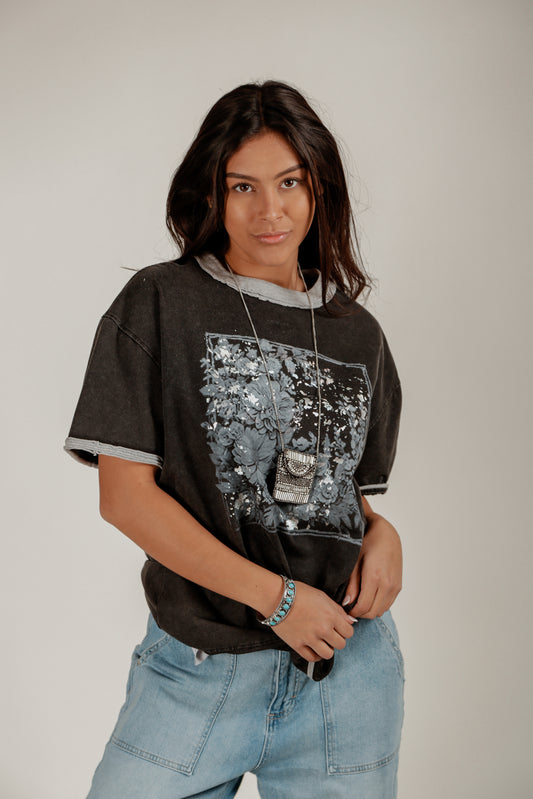 Eclipse Bloom Tee(T240004 Minearl Washed With Gliter)