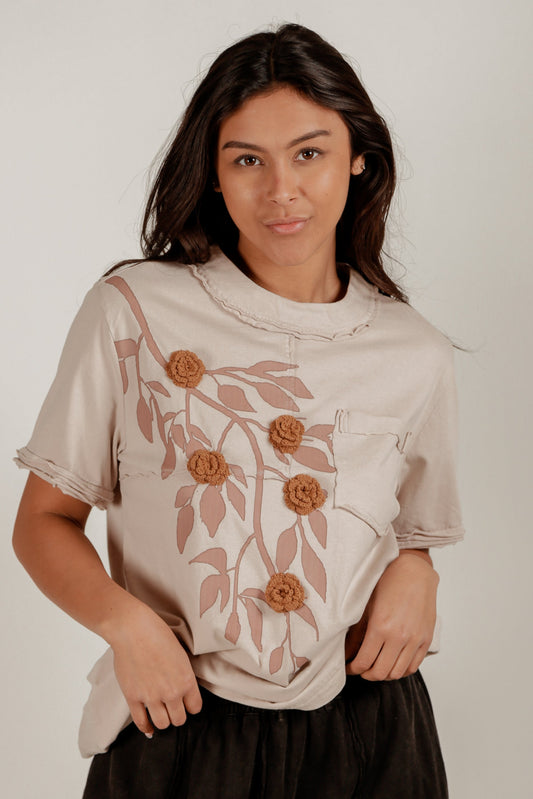 Serenade in Bloom Tee (sku# T240005 Brown Beige)