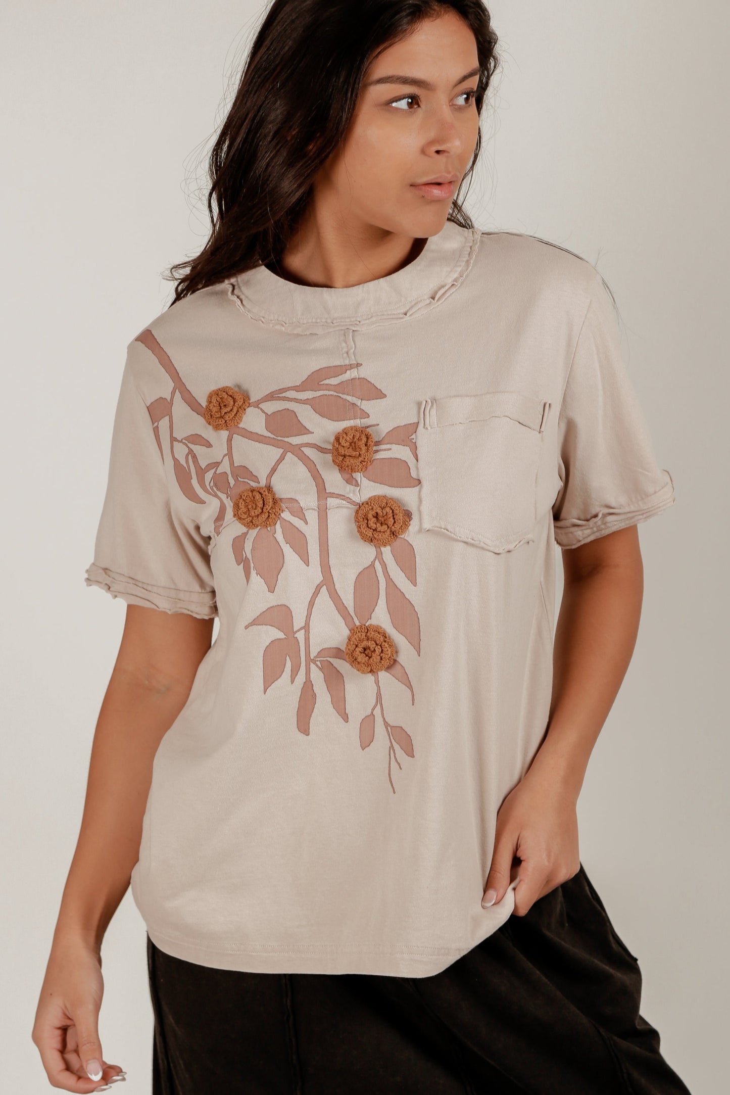 Serenade in Bloom Tee (sku# T240005 Brown Beige)