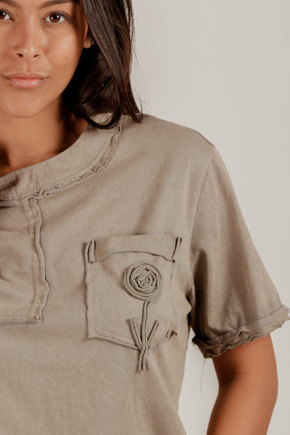 Olive Blossom Tee (sku# T240005 OLIVE)