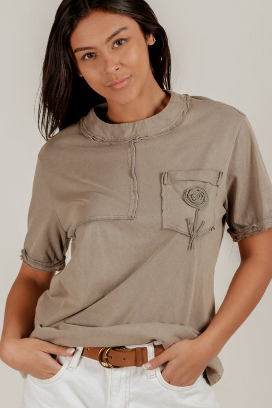Olive Blossom Tee (sku# T240005 OLIVE)