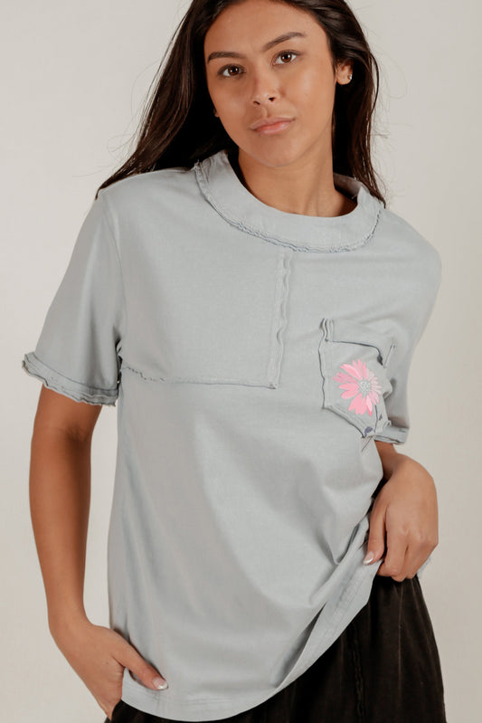 Sky Bloom Tee ( sku # 240005 light blue)