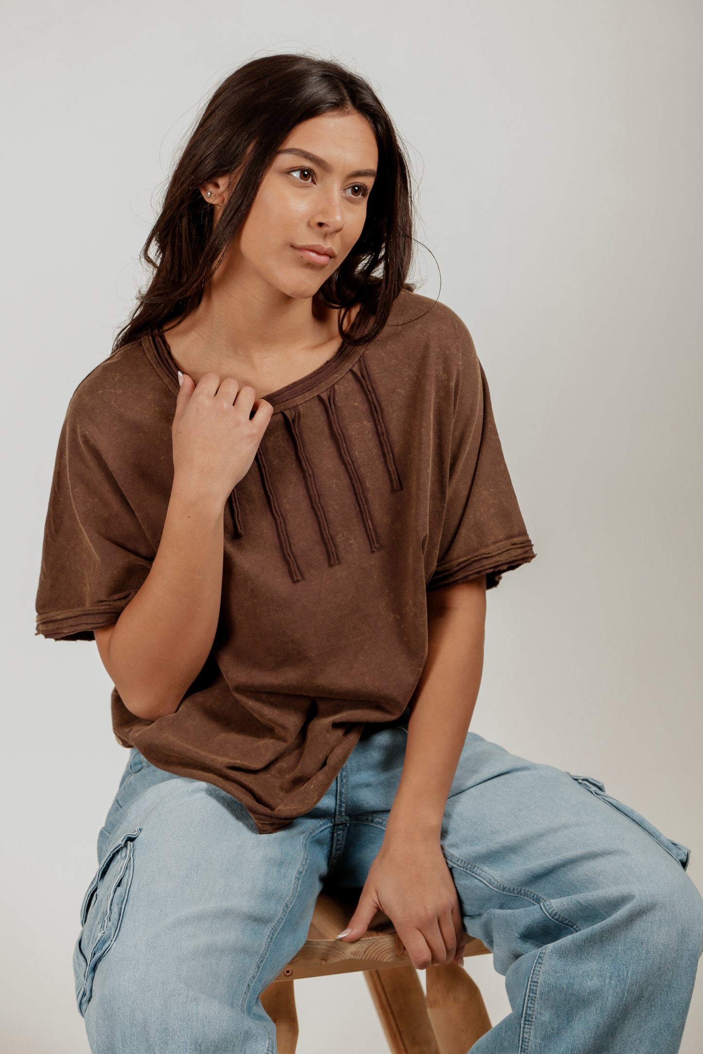 Velvet Night Dolman Tee (T240006  Mineral Washed Black)